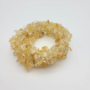 Natural Citrine Stone Nugget Stretchy Chunky Bracelet 7" - 10"